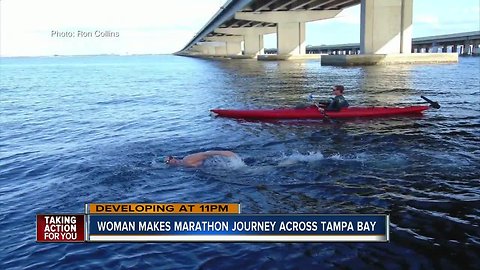 Marathon swimmer completes 24 mile swim across Tampa Bay