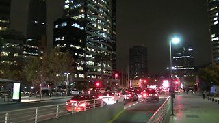 City lights at Apoquindo street in Santiago, Chile