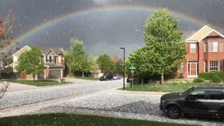Beautiful: Rainbow amidst massive hail storm