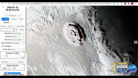 GOES-17 Tonga Volcano Explosion Frame by Frame 193 Miles