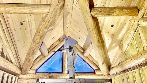 Our Alaskan Log Home - Sanding & Sealing the Interior