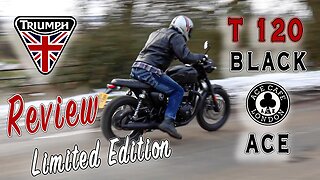 Triumph T120 Ace Black Limited Edition Review. Ace Cafe 1200cc Bonneville Modern Classic Motorbike