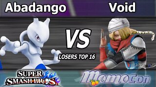 CLG|Void (Sheik) vs. LG|Abadango (Mewtwo) - Wii U Losers Top 16 - Momocon 2017