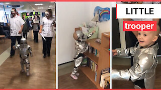 Adorable video shows four-year-old girl ringing hospital cancer bell - dressed as a Stormtrooper