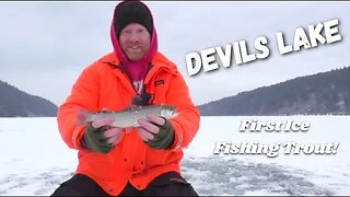 Devils Lake Trout Fishing, First Ice Fishing Trout!