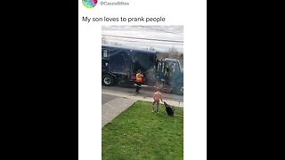 Trash pranks with kid.