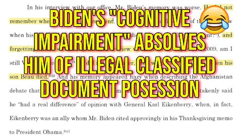 "Elderly With Poor Memory" Biden Not Charged For Retaining Illegal Classified Docs