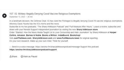 157. IG: Military Illegally Denying Covid Vaccine Religious Exemptions September 13, 2022 [MIRROR]