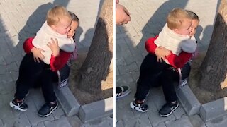Sweet Toddler Can't Stop Hugging Little Girl He Just Met