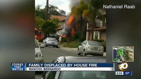 Rancho Bernardo family displaced after house fire