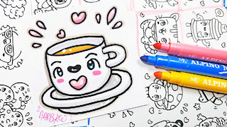 how to Draw Kawaii Coffee- handmade drawings by Garbi KW