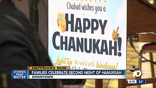 San Diego families celebrate second night of Hanukkah
