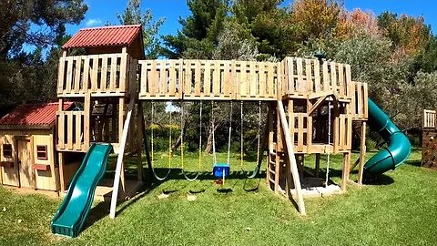 Is the World's Greatest Swing Set Still Standing? Easy to make Wood Obstacle Course with Monkey Bars