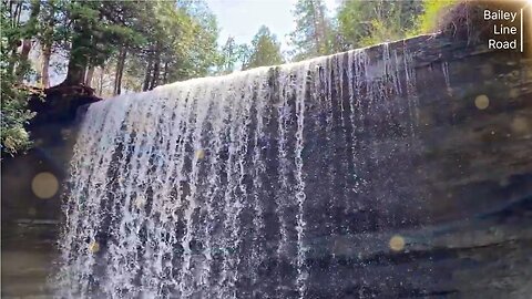 Beautiful Moment: Fish School Spawning at Base of Waterfall