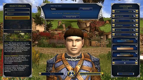 Lord of the Rings Online Character Creation Stoor Hobbit Guardian