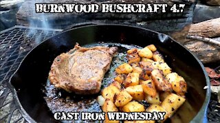 BURNWOOD BUSHCRAFT 4.7 - Cast Iron Wednesday - Steak and Potatoes