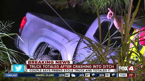 Bonita Springs man says friend stole truck and crashed it