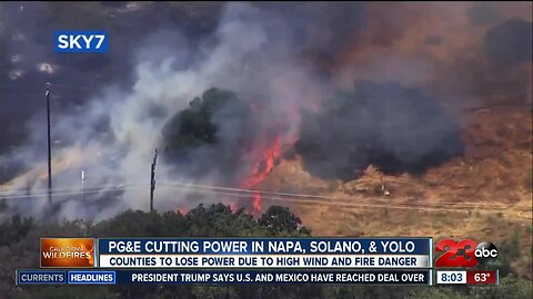 PG&E cutting power in Napa, Solano, and Yolo County