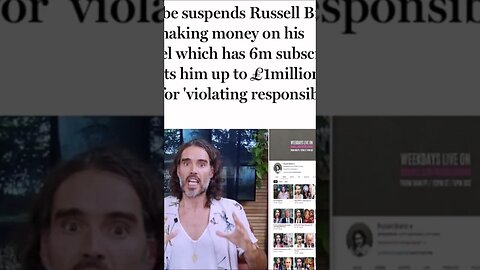 YouTube suspends the monetisation of Russell Brand's channel #RussellBrand #YouTube #monetisation