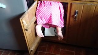 Toddler Got Stuck In A Cabinet
