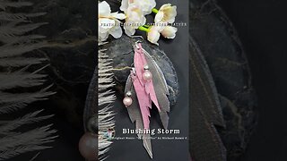 BLUSHING STORM, 4 inch, leather feather earrings