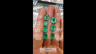 Missy Minty sea grass green loose Colombian emerald asscher, square, emerald cuts gems