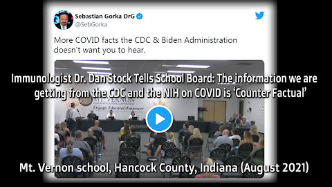 Immunologist Dr. Dan Stock - Presentation to Indiana School Board on Covid