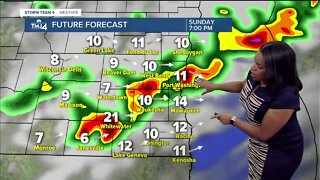 Scattered rain and storms Sunday night