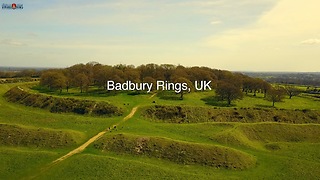 Drone footage of Badbury Rings, UK in 4K