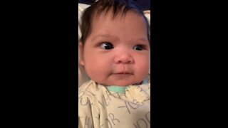 2 months and a bit old baby singing duet with her dad