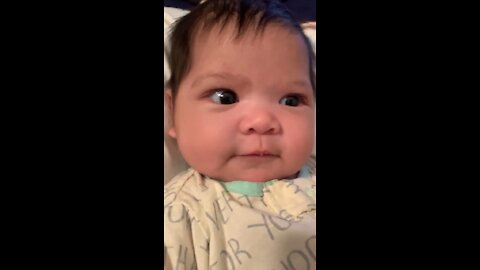 2 months and a bit old baby singing duet with her dad