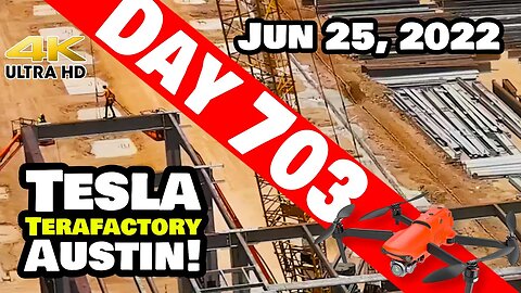 BEAM WALKING AT GIGA TEXAS! - Tesla Gigafactory Austin 4K Day 703-6/25/22 - Tesla Terafactory Texas