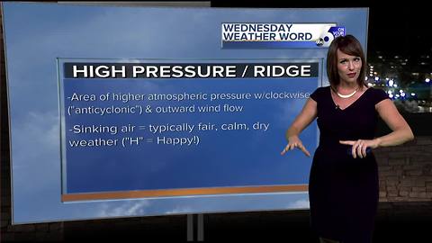 Rachel's Wednesday Weather Word: HIGH PRESSURE, RIDGE