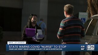 State warns COVID 'nurse' to stop