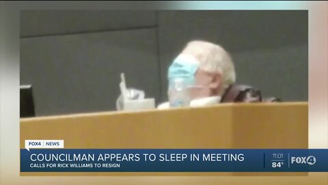 Cape Coral Councilman Rick Williams appears to sleep during mask mandate meeting.