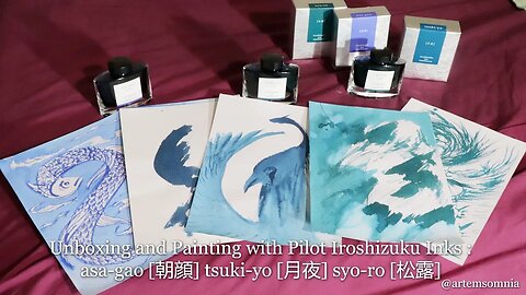 Unboxing and Painting with Pilot Iroshizuku Inks : syo-ro [松露] asa-gao [朝顔] tsuki-yo [月夜]