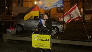 Greifswald - Monika mit ihrem Redebeitrag 20.02.2023