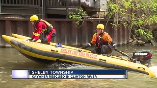 Kayaker rescued from Clinton River in Shelby Township