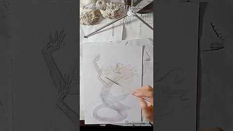 Watercolor Mermaid Painting Process #shortsfeed #shorts