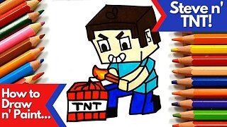 How to draw and paint Steve TNT from Minecraft step by step
