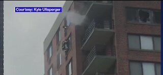 NY firefighters perform a roof rope rescue