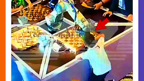 Chess Robot Attacks Human Opponent