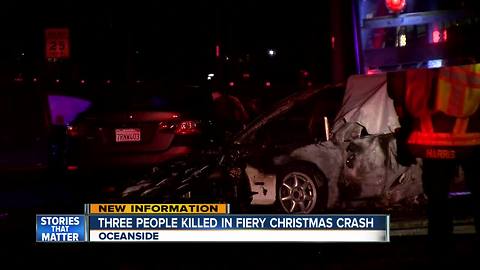 Three people killed in fiery Christmas Day crash in Oceanside
