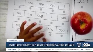 2-year-old girl's IQ is almost 50 points above average