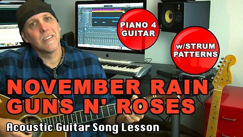 Guns N' Roses November Rain Solo Acoustic Guitar Song Lesson w/ strums