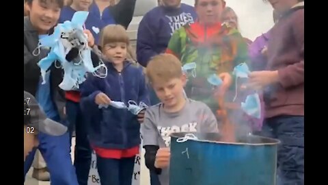 Kids Jump For Joy as They Burn Their Neanderthal Masks
