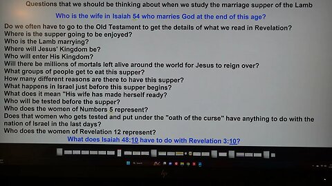 Marriage Supper of the Lamb study questions