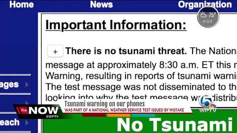 National Weather Service says tsunami warning 'just a test'