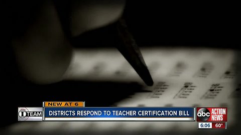 Florida school districts respond to bill taking aim at teacher certification (FTCE) controversy