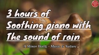 Soothing music with piano and rain sound for 3 hours, relaxation music for healing insomnia